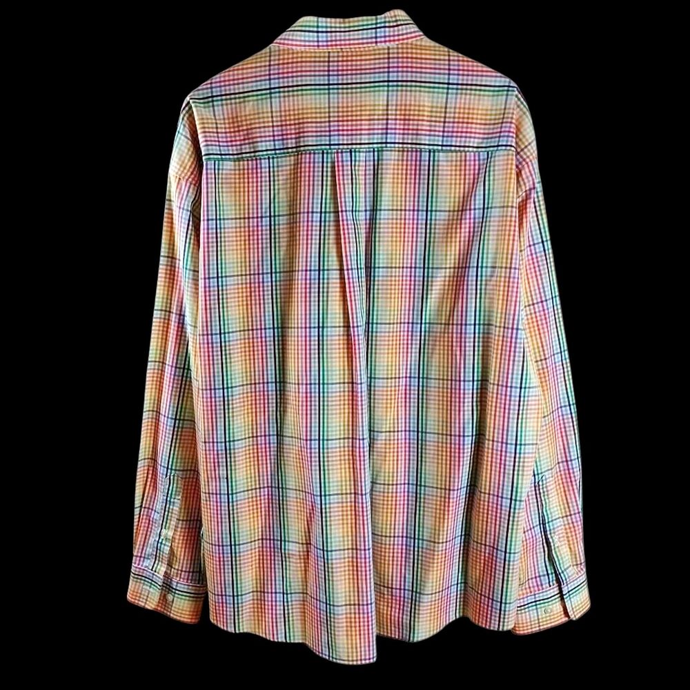 Enro Men’s XXL Rainbow Button Down Shirt Plaid Non-Iron 100% Cotton Tailored - Picture 7 of 9